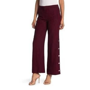La Ligne Women's Wide Leg Snap Leg Pants in Burgundy Size 4 MSRP $325